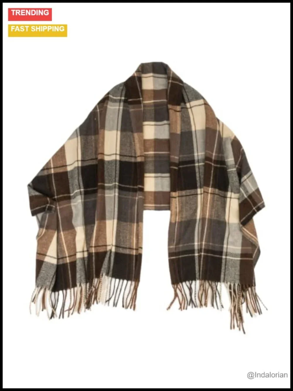 Oversized Plaid Scarf Shawl Wrap Warm Winter Blanket
